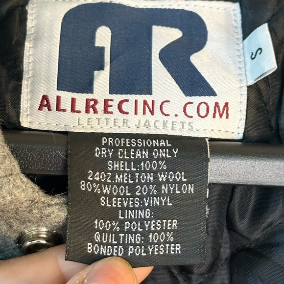 Vintage Letterman Varsity JROTC H Wool & Faux Leather Grey/Black/Orange Bomber,S - Picture 4 of 10